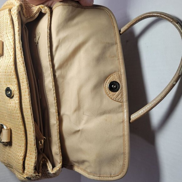 Giani Bernini Classic Tan Woven Straw & Leather Handbag With Dual Handles - Picture 12 of 15